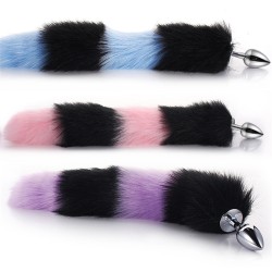 colorful fox tail steel butt plug